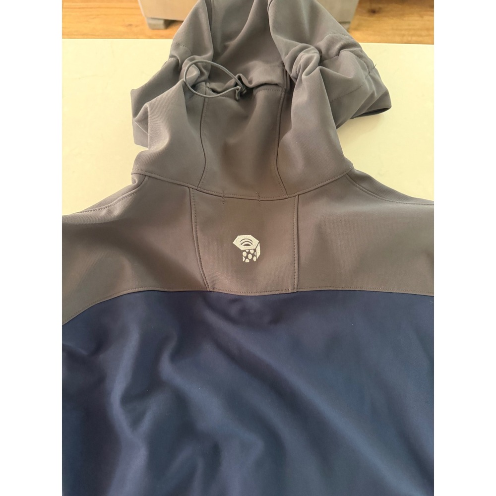 Mountain Hardwear Mens Softshell Hoodie Full Zip Jacket Blue Grey Large - Picture 6 of 13